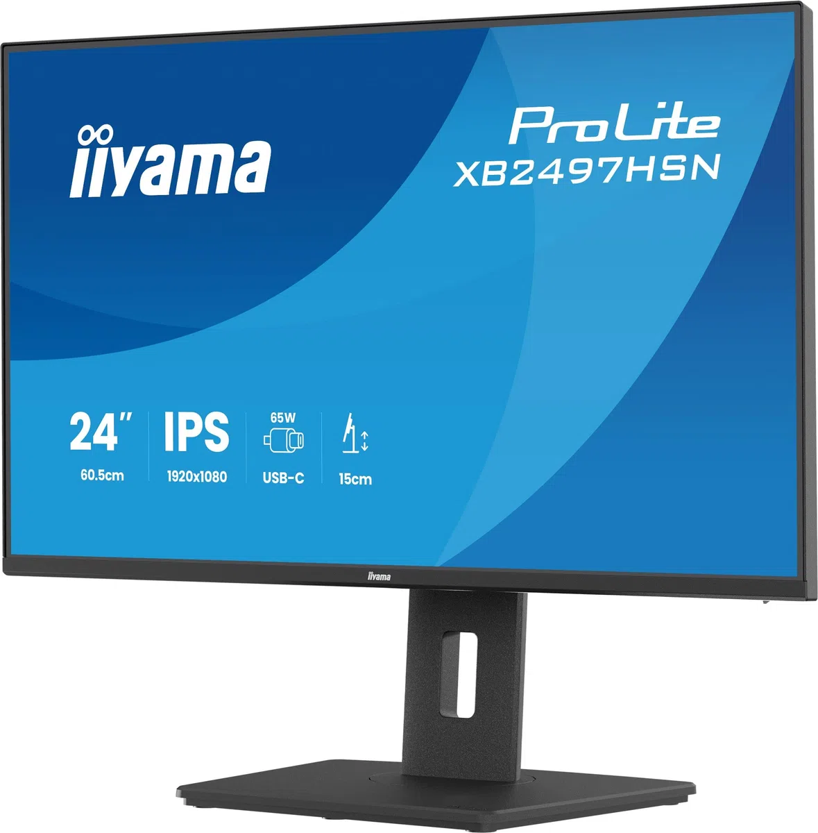 Ecran iiyama XB2497HSN-B1, 23,8" Slim, IPS, 1920x1080 @100Hz, 1ms. 350cd, HDMI, DP,USB-C, USB-C Dock, USB HUB (2x3.0; 2xC 7,5W), RJ45, Haut-parleurs,Pied réglable, TCO, i-Style Colour, Garantie 5