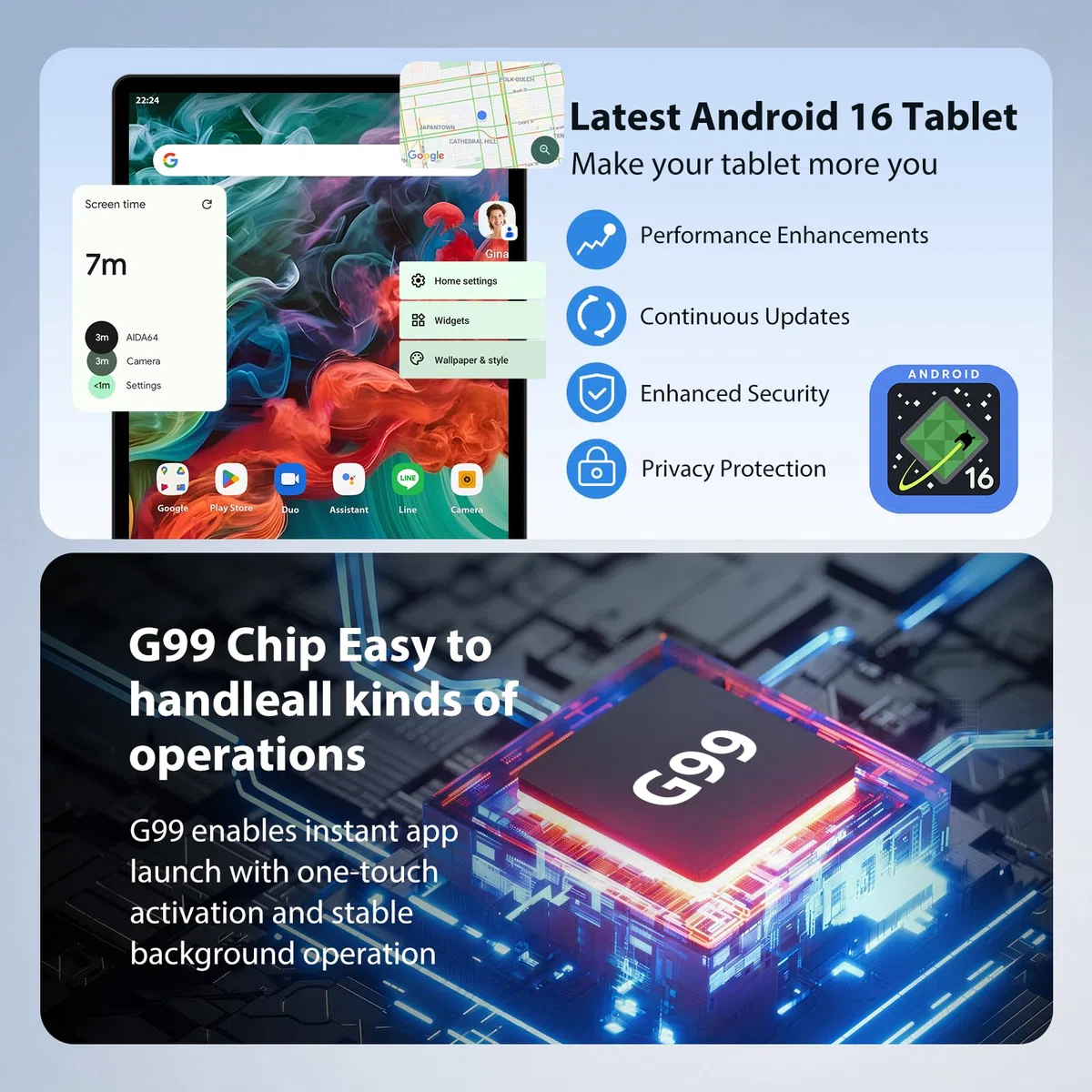 FLYCOAY Android 16 Tablette 13 Pouces, 36Go+512Go/TF 2TB, Octa-Core ave 2944 * 1840 FHD, Dual SIM 4G LTE/5G WiFi, 11580mAh, 4-Speaker, Tablette Tactile,/Widevine L1/GPS/Clavier/Stylus/Souris/Gris