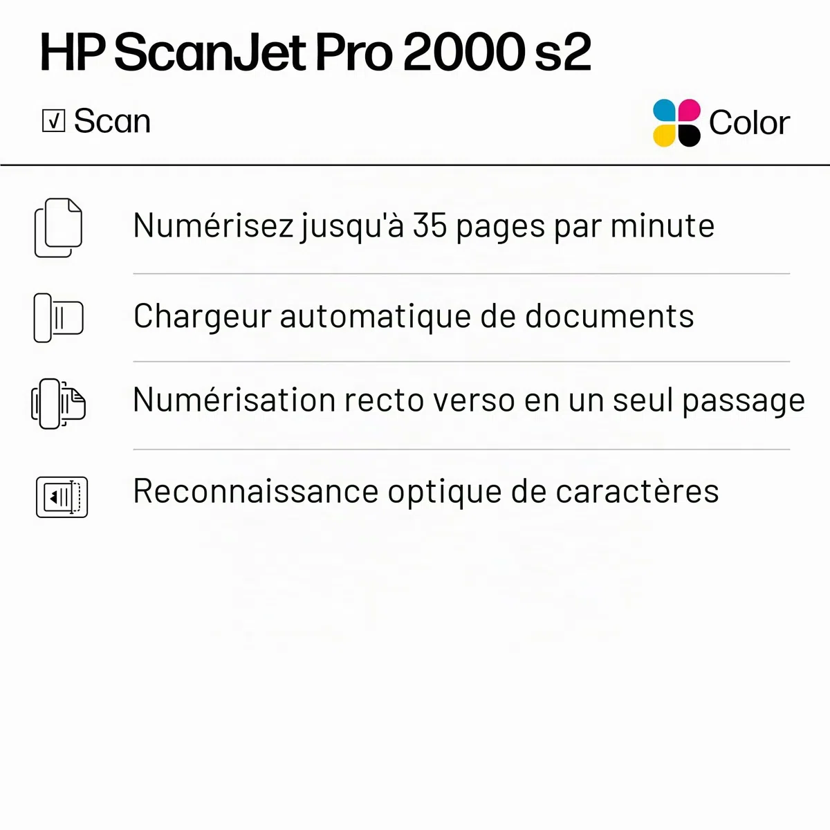 HP Scanjet Pro 2000 S2 Scanner à Alimentation Feuille (6FW06A)
