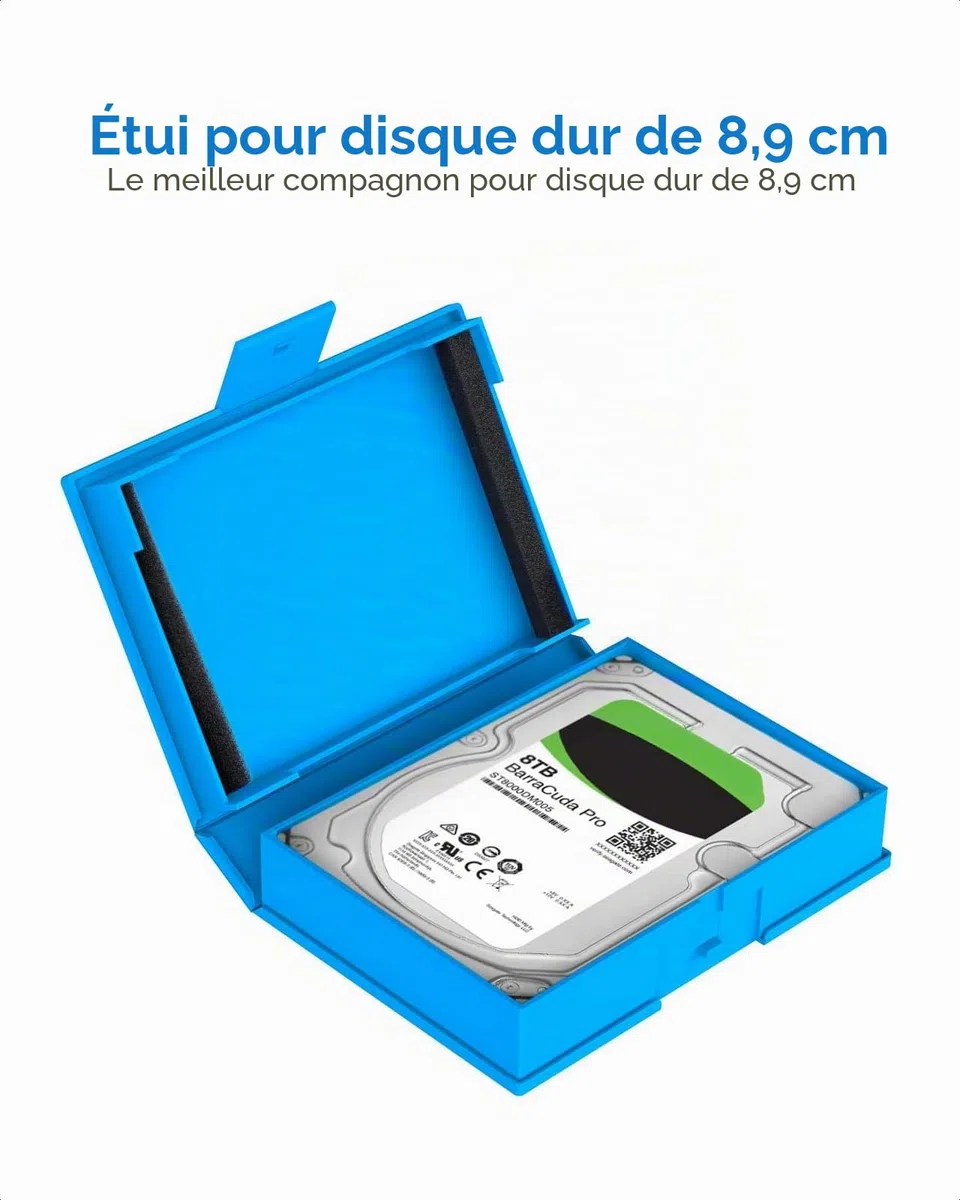 Inateck Étui pour Disque Dur de 3,5 Pouces, Boîtier de Protection Antichoc et Pare-poussière, Étui de Stockage pour HDD de 3,5", 6 Étuis Ensemble, Orange/Bleu/Gris *2 (HPFx6)