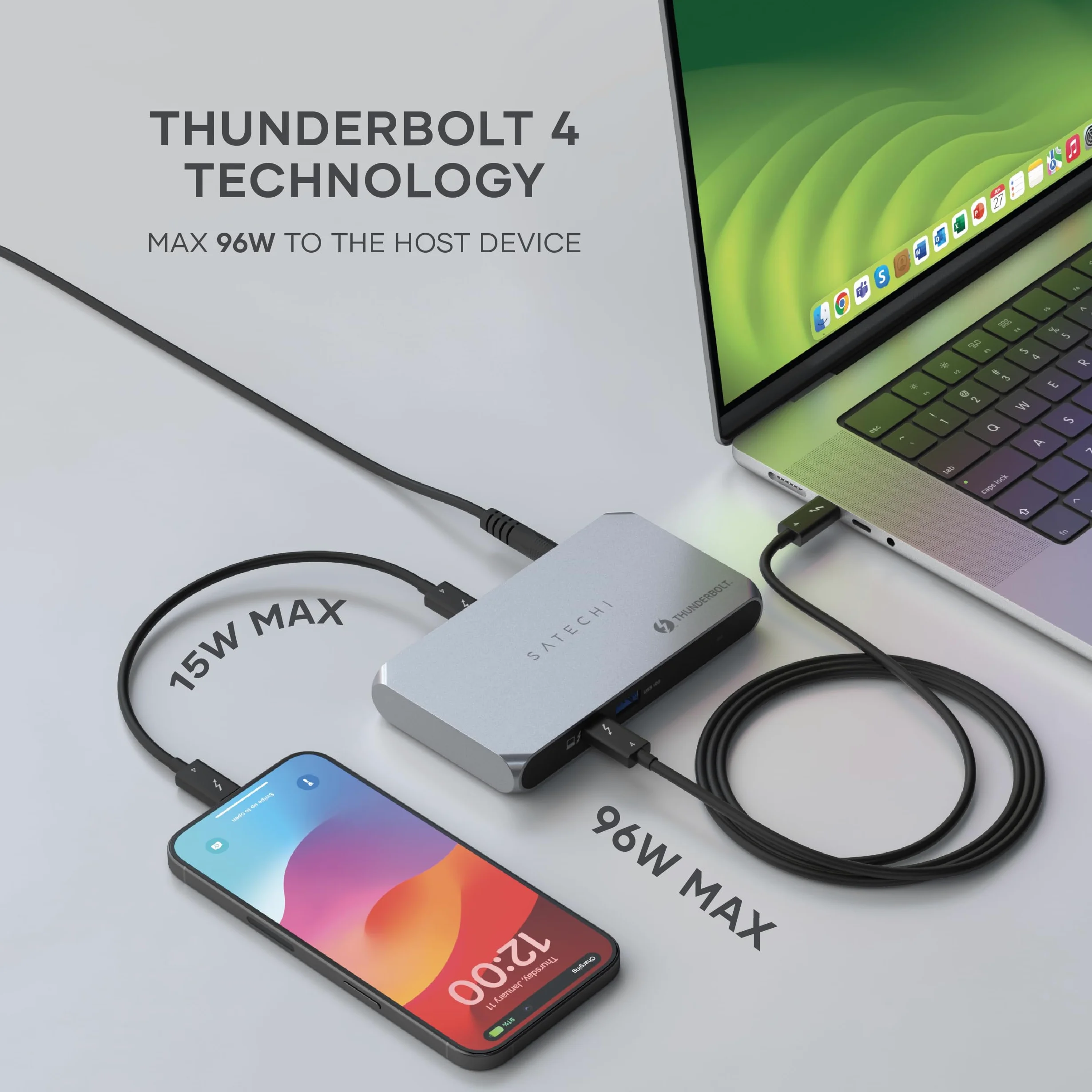 SATECHI Station d'Accueil 6 en 1 Thunderbolt 4 Slim Hub Pro, PD 96W
