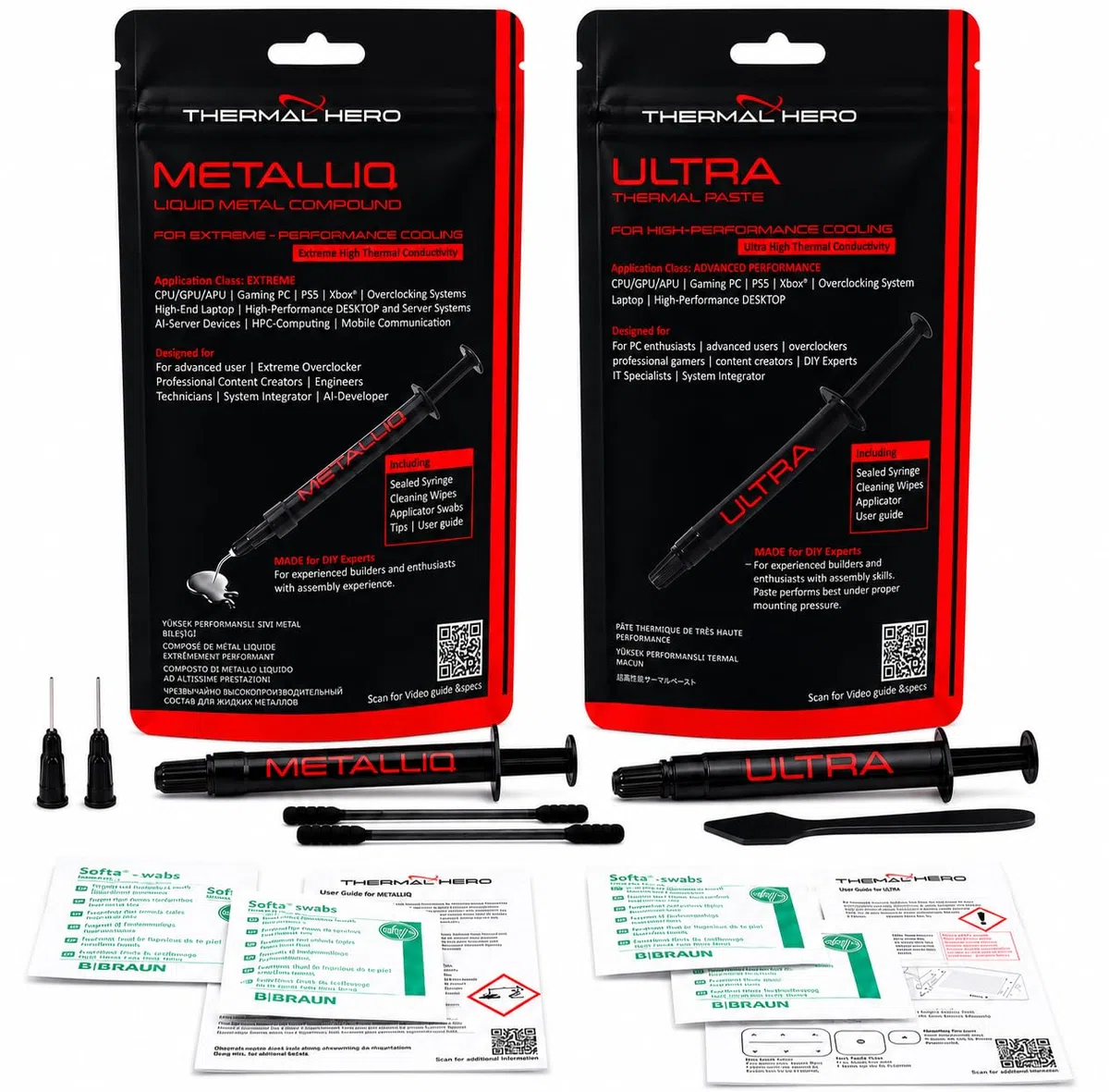 METALLIQ Performance Bundle - 1 g de métal liquide + 3 g de pâte thermique ultra pour processeur GPU PS5 Gaming & Service Set