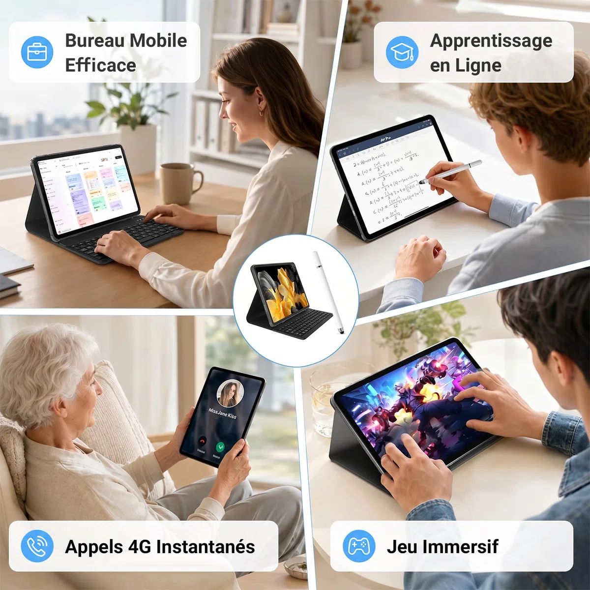TABWEE 12 Pouces Tablette avec Clavier, 48 Go+256 Go, 10000 mAh
