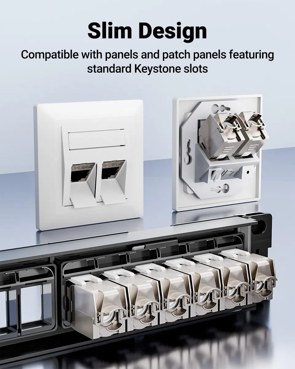 VCELINK 4X Module CAT7 Keystone RJ45 Femelle sans Outil LSA, pour Câble LAN 10 Gbit/s à 600 MHz AWG 22-24 & PoE, Entièrement Blindé, pour Panneau de Brassage et Prise Réseau