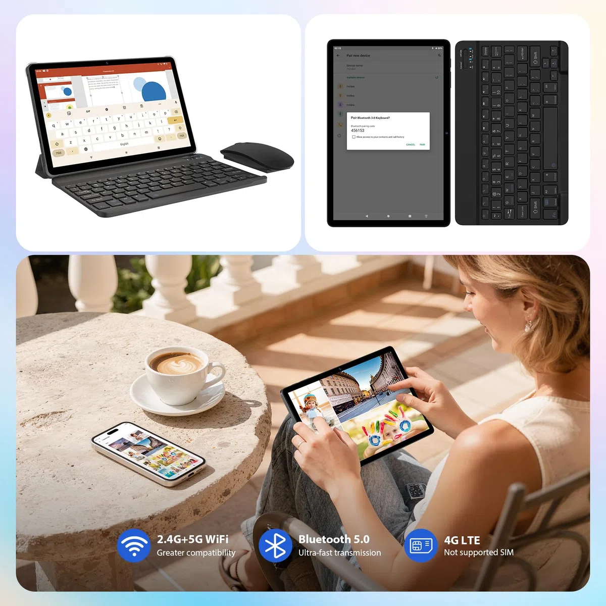 Tablette 11 Pouces Android 16 Tablet Tactile avec 5G WLAN,Octa-Core,36GB+256GB/TF 1TB/8000mAh/13MP+8MP/GPS/GMS,BT5,Tablette avec Clavier,Noir