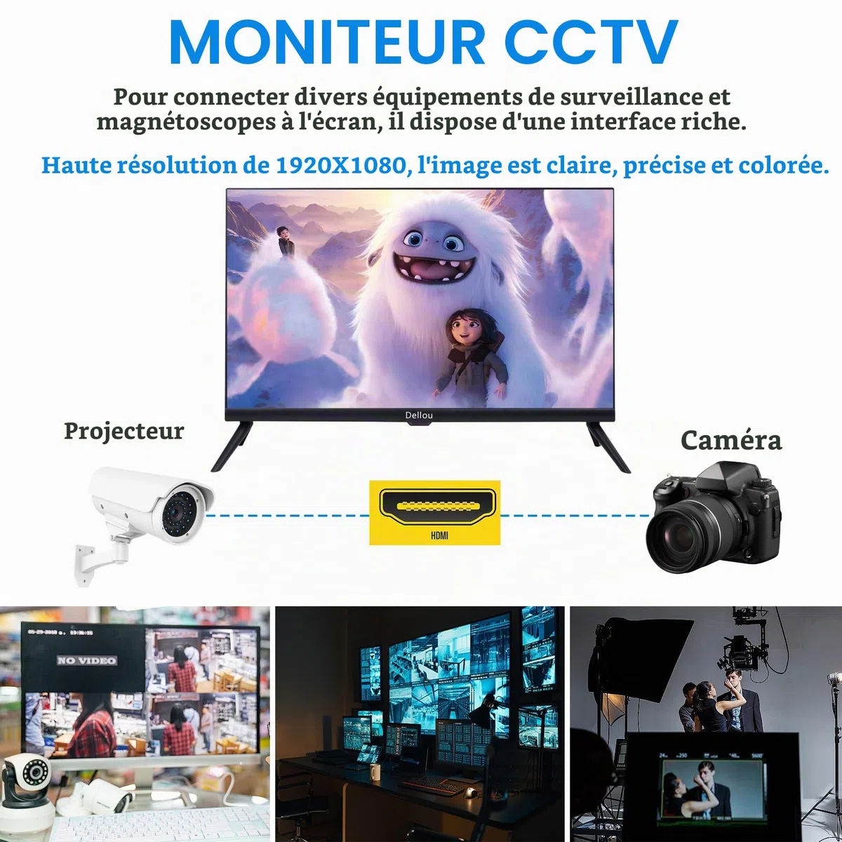 24 pouces Écran d'affichage de surveillance Moniteur CCTV caméra monitor