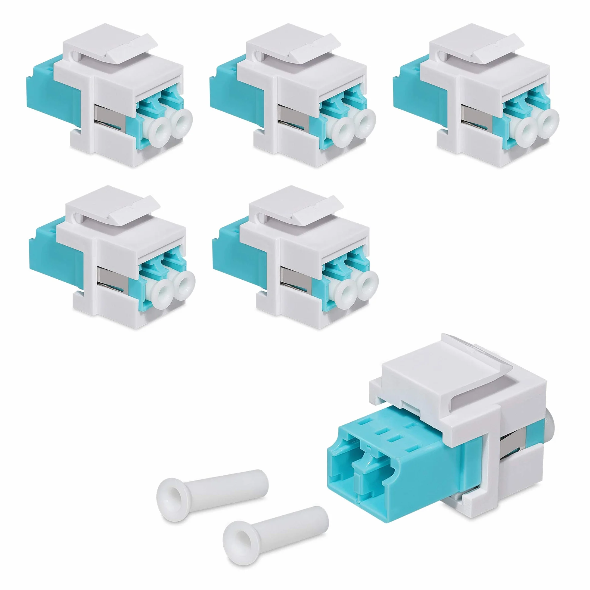 kwmobile 6x Adaptateur Keystone Coupleur Fibre Optique - Module Connecteur pour Câble Réseau LC-Duplex - Montage Snap-In - Panneau de Brassage
