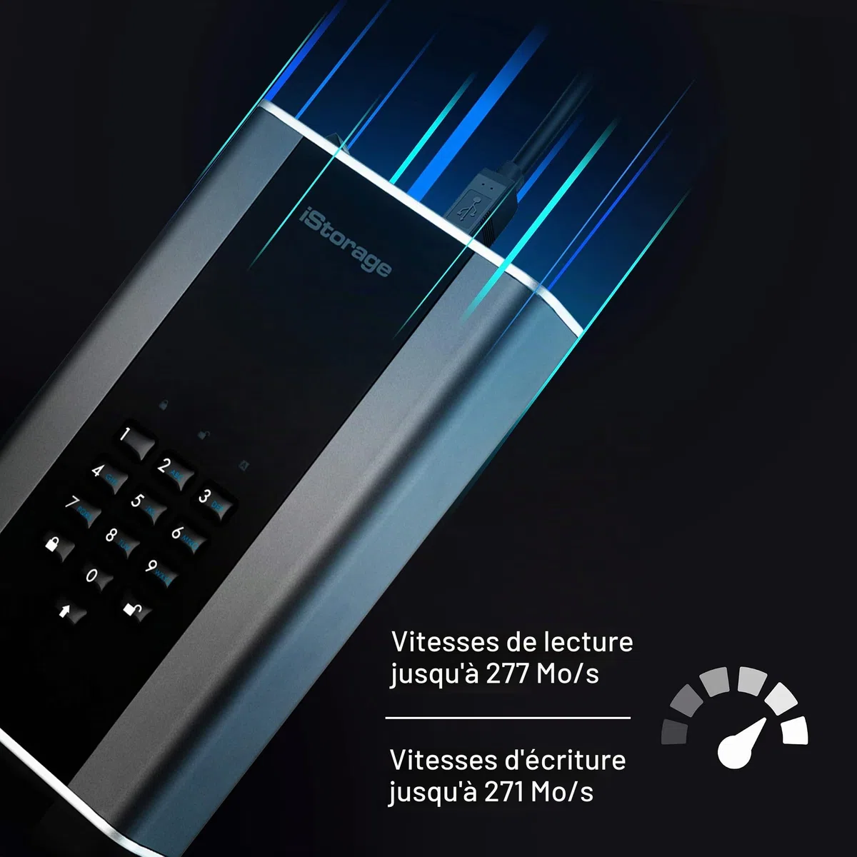iStorage diskAshur DT2 1 To - Disque dur de bureau crypté sécurisé - FIPS Level-2 - Protégé par mot de passe - Résistant à la poussière et à l'eau