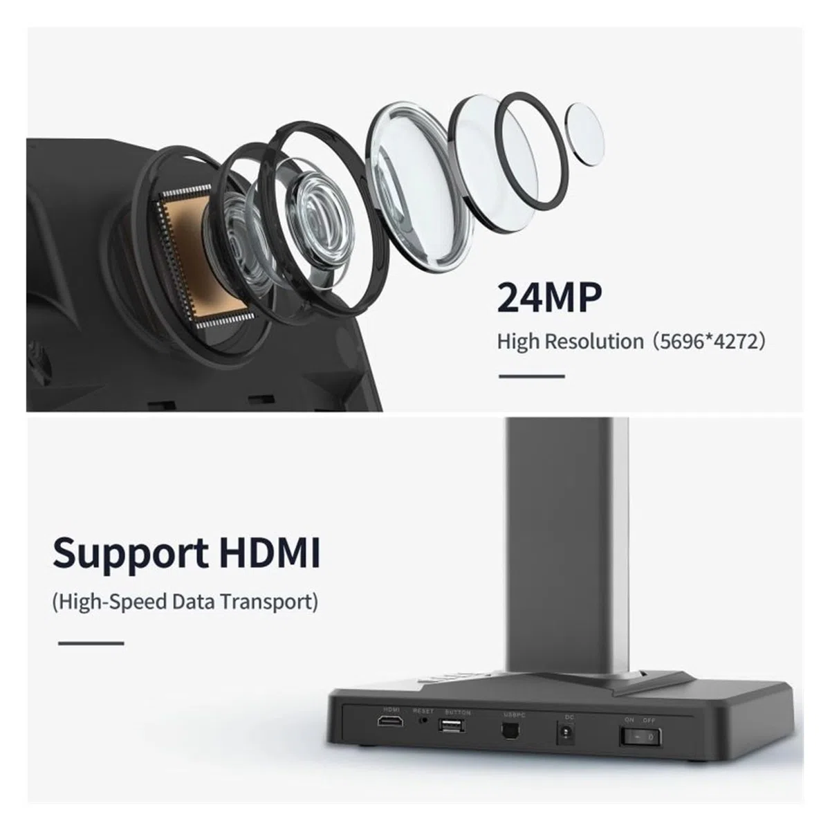 Scanner de Documents, Scanner de Documents Livres, caméra Portable 24mp, Format A3, avec Lampe Table LED OCR Intelligente, for Le Bureau et la Maison familiale