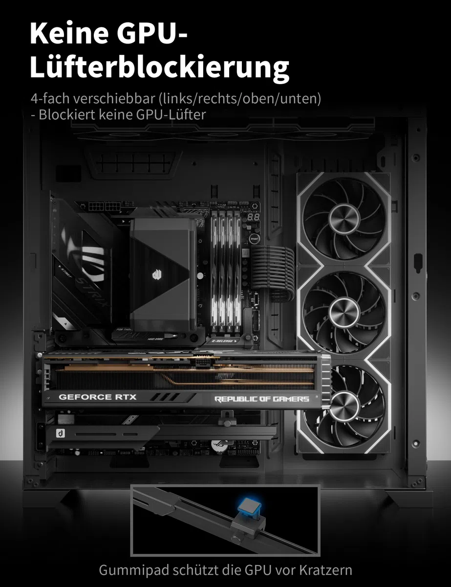 upHere Support GPU sans éclairage, support GPU en alliage de zinc, hauteur réglable, empêche la déclaration GPU, compatible avec RTX 40/50 & RX 7000/900 séries CMGL7K