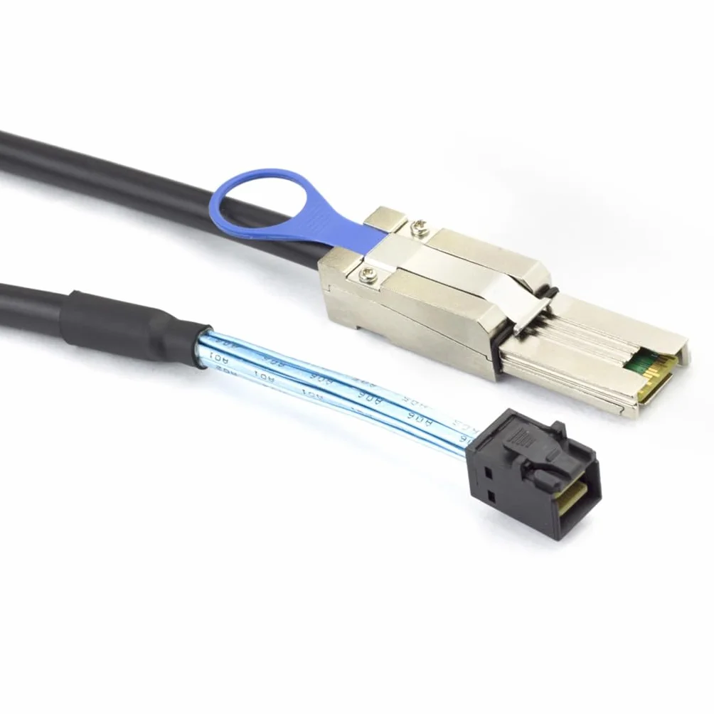 JMT Mini SAS HD SFF-8088 26P vers SAS HD 8088/SFF-8644/SFF-8643 Câble de recouvrement de service pour serveur (100 cm, SFF-8088 à SFF-8643)