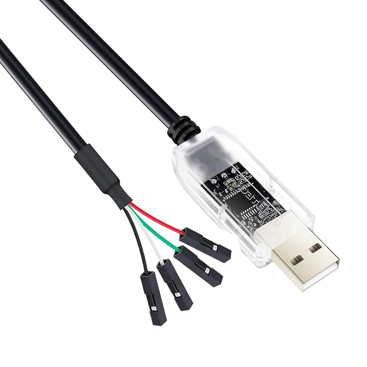 DTECH Adaptateur USB vers TTL 3,3 V 4 broches USB vers UART câble de débogage puce prolific indicateurs LED PL2303 IC convertisseur série sortie 3,3 V pour Windows 11 10 8 7 XP Mac Linux Programmation