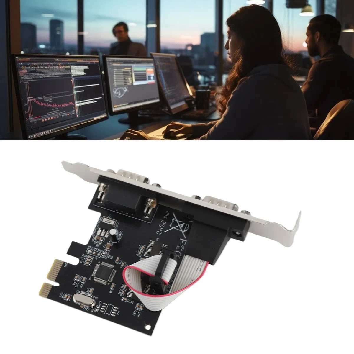 Carte de Port Série PCI Express RS 232 DB9 à 2 Ports, Carte D'extension Série PCIE avec Puce ASIX AX99100 pour pour Linux, Carte Contrôleur Hôte Série PCIE X1 pour