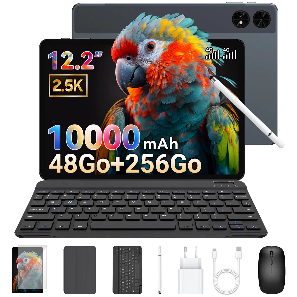 TABWEE 12 Pouces Tablette avec Clavier, 48 Go+256 Go, 10000 mAh