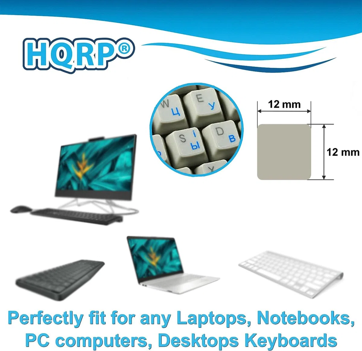 HQRP russe/Ukrainienne clavier Cyrillique Stickers sur fond transparent blanc