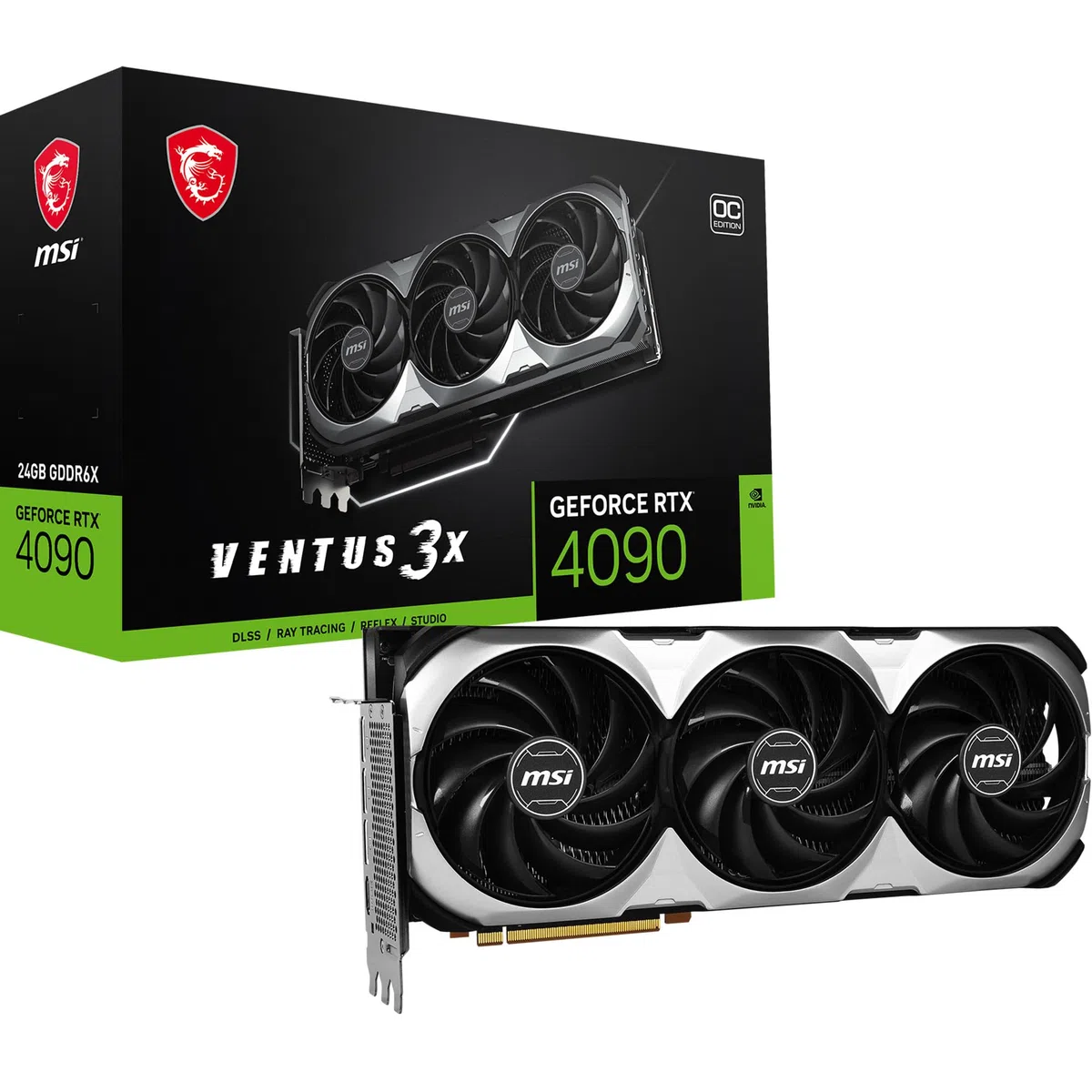 MSI GeForce RTX 4090 Ventus 3X 24G OC Carte Graphique - GPU RTX 4090, GDDR6X 24GB (21Gbps/384 Bits), PCIe 4.0-3 x Ventilateurs TORX 4.0 - HDMI 2.1a, DisplayPort 1.4a