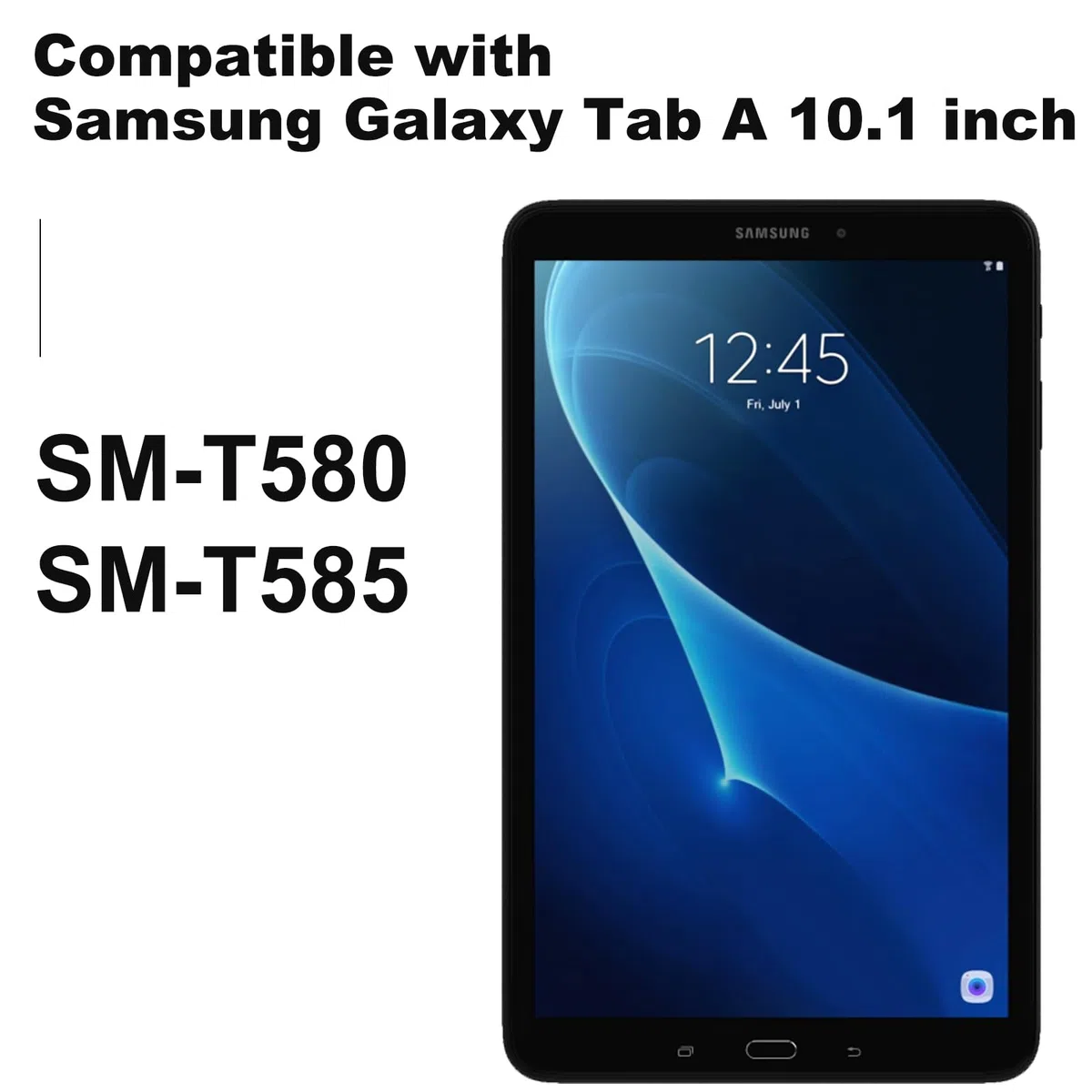 NB+ Écran de remplacement pour Samsung Galaxy Tab A 10,1" SM-T580 SM-T585 Écran tactile numériseur en verre adhésif pré-installé Noir (pas d'écran LCD)