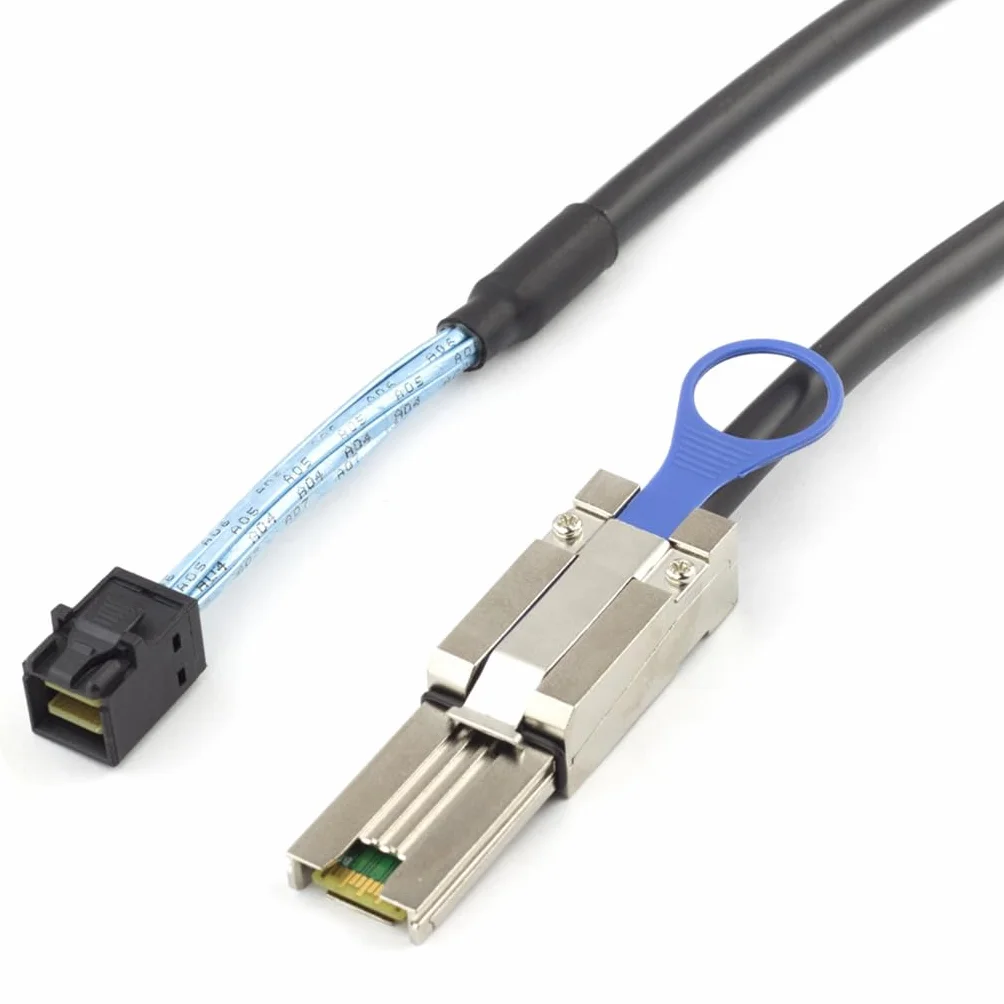 JMT Mini SAS HD SFF-8088 26P vers SAS HD 8088/SFF-8644/SFF-8643 Câble de recouvrement de service pour serveur (100 cm, SFF-8088 à SFF-8643)