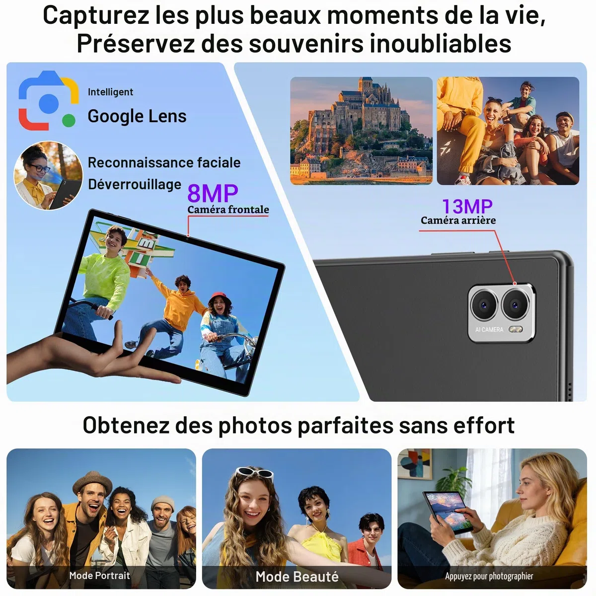 Tablette 14 Pouces Android 16 Tablette avec 4G LTE/5GWLAN/11580mAh/36GB+512GB/OctaCore/13MP+8MP/GMS,Étui,Tablet avec Clavier,Noir