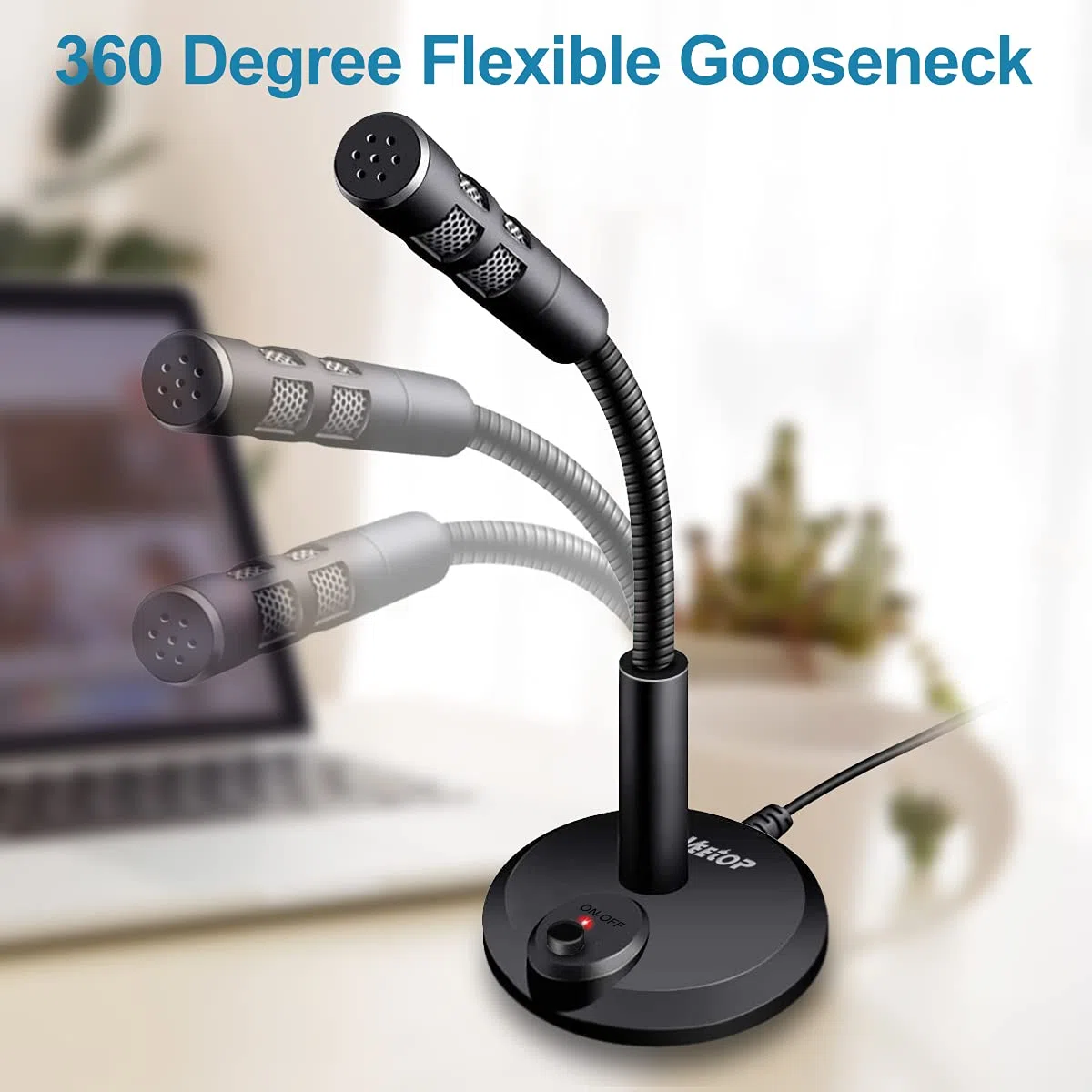 Veetop Micro PC USB pour Ordinateur, Micro Gaming - Microphone pour Vidéoconférence, Enregistrement Vocal, Podcasting, Skype, Youtube, Jeux, Streaming