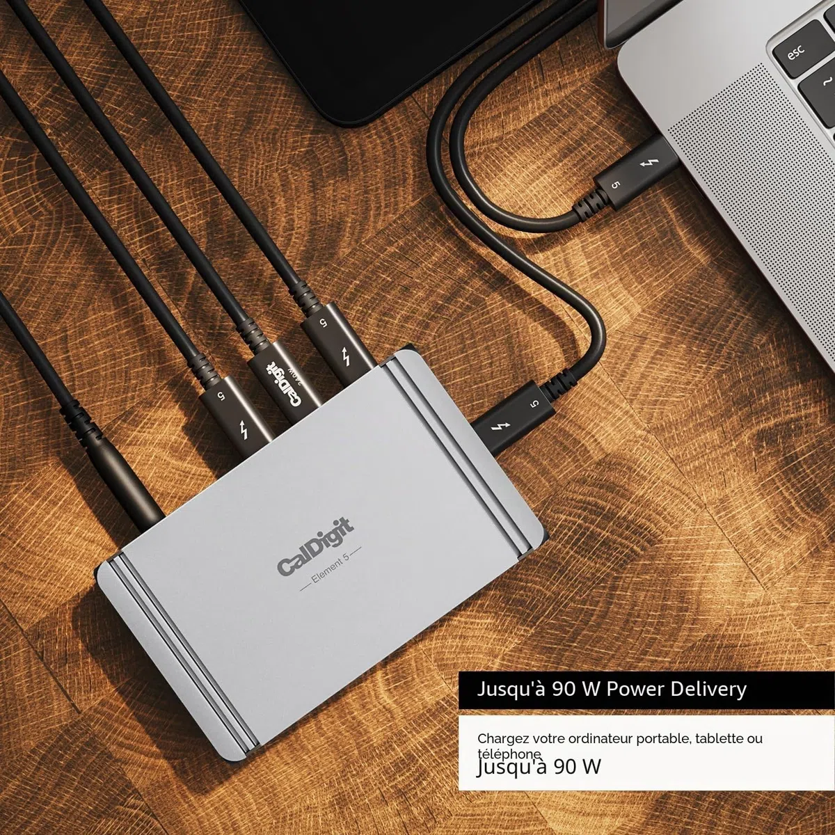 CalDigit E5 9-Port Thunderbolt 5 Element Hub – 90W Safe Laptop Charging