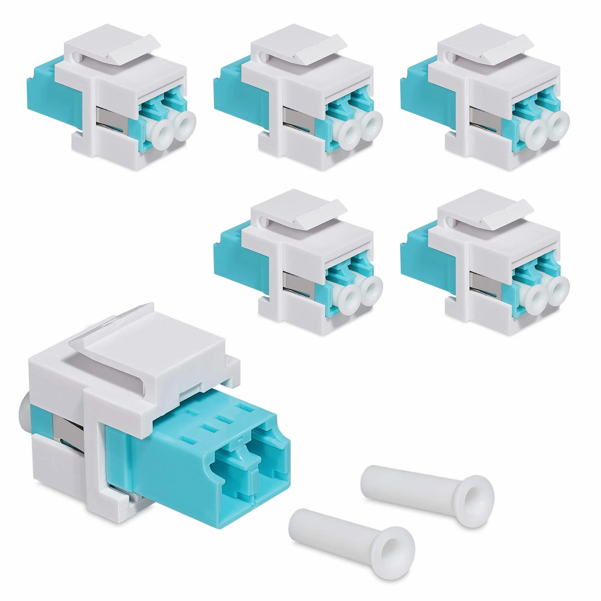 kwmobile 6x Adaptateur Keystone Coupleur Fibre Optique - Module Connecteur pour Câble Réseau LC-Duplex - Montage Snap-In - Panneau de Brassage
