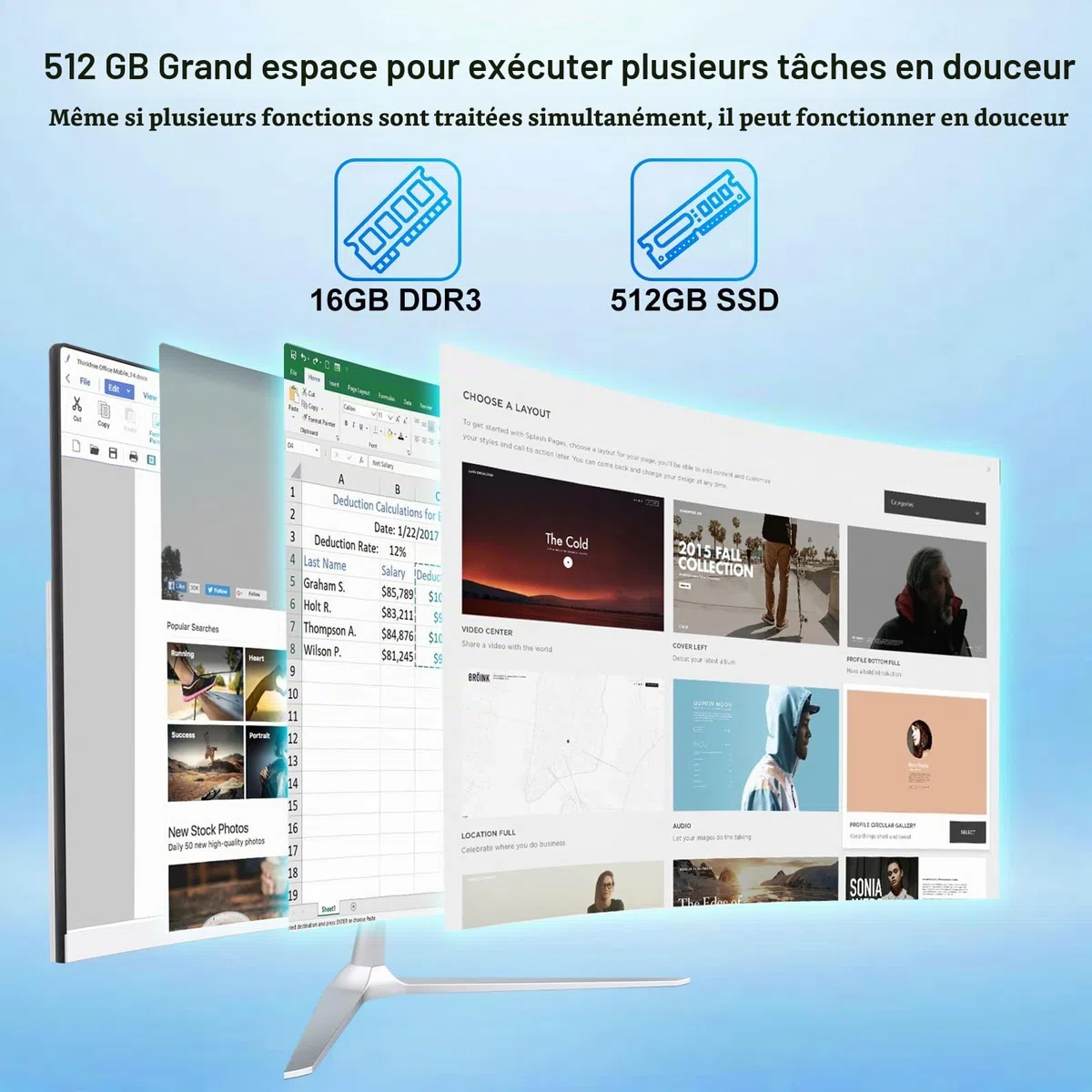 23,8" Ordinateur Tout-en-un Écrans Incurvés-pour le Bureau et l'éducation