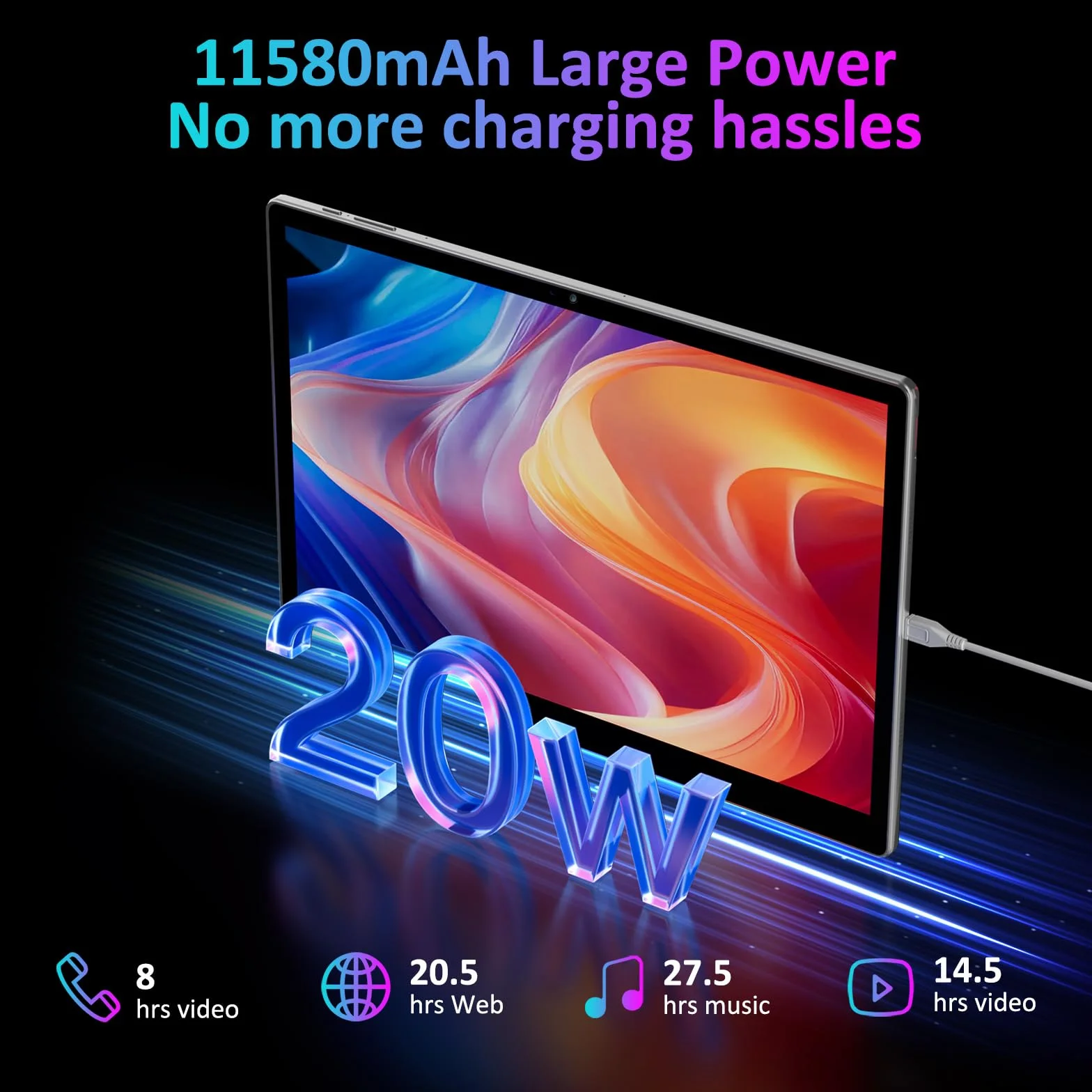 Tablette 14 Pouces Android 16 Tablette Tactile avec 5G WiFi,36Go+512Go/11580mAh/20W/13+8MP/Octa-Core/Face ID/TÜV/GMS/BT5.0/GPS/Tablette avec étui,Noir