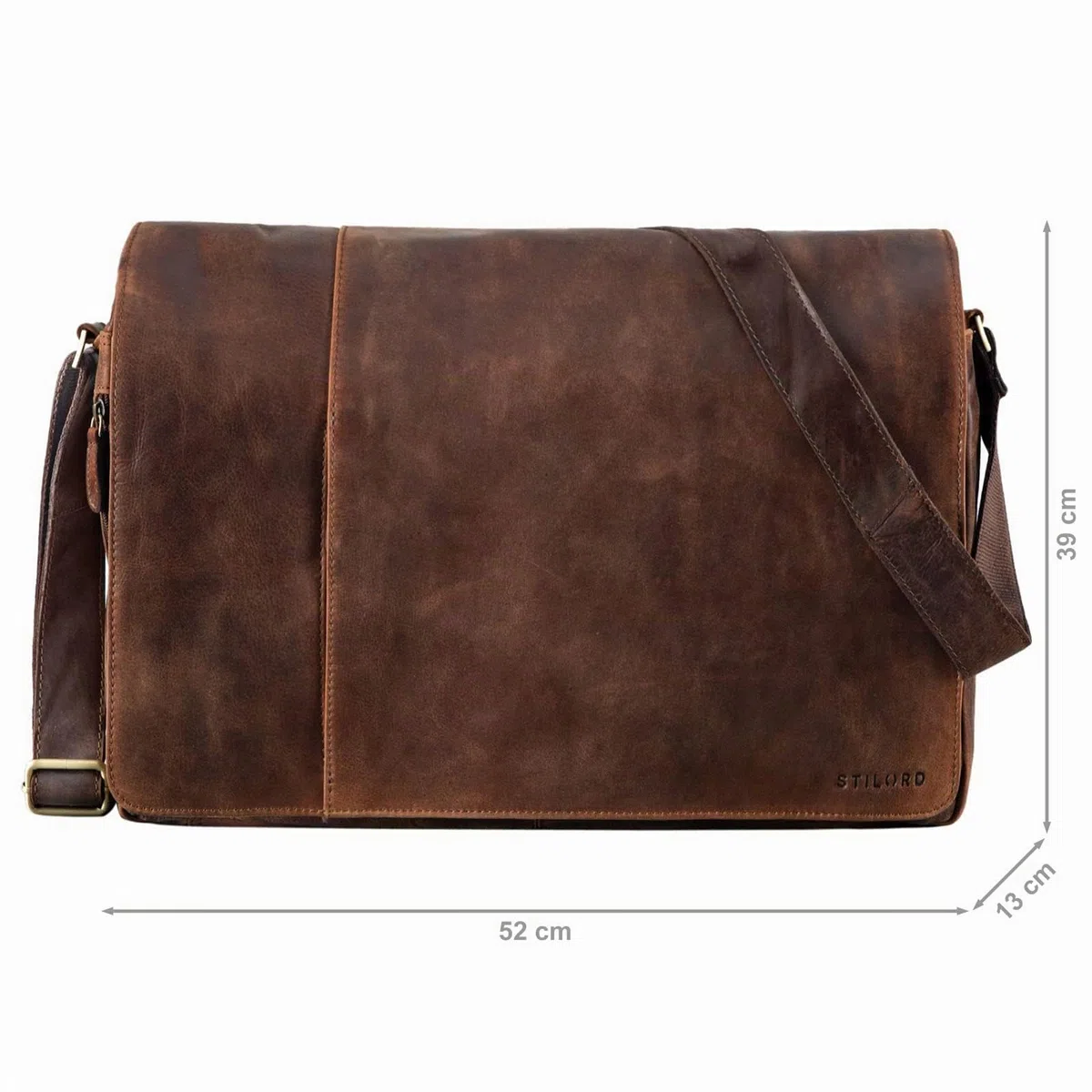STILORD Maximus Sac XXL en Cuir - Grand Sacoche pour Ordinateurs 17, 18, 19 et 21 Pouces - Porte-Documents, Cartable et Sac Bandoulière en Cuir Véritable Couleur:Marron - foncé pâle