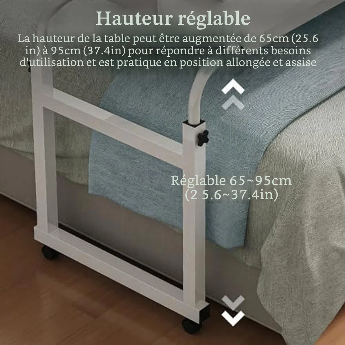 Table De Lit Médicale à Roulettes Pliable Pour Ordinateur Portable Debo - Couleur Bois