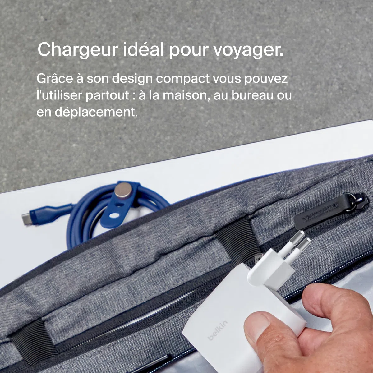 Belkin BoostCharge chargeur secteur deux ports USB-C avec PPS de 60 W, chargeur USB C pour iPhone 16, 15, iPad, Samsung Galaxy, Google Pixel, avec câble USB-C vers Lightning et USB-C vers USB-C