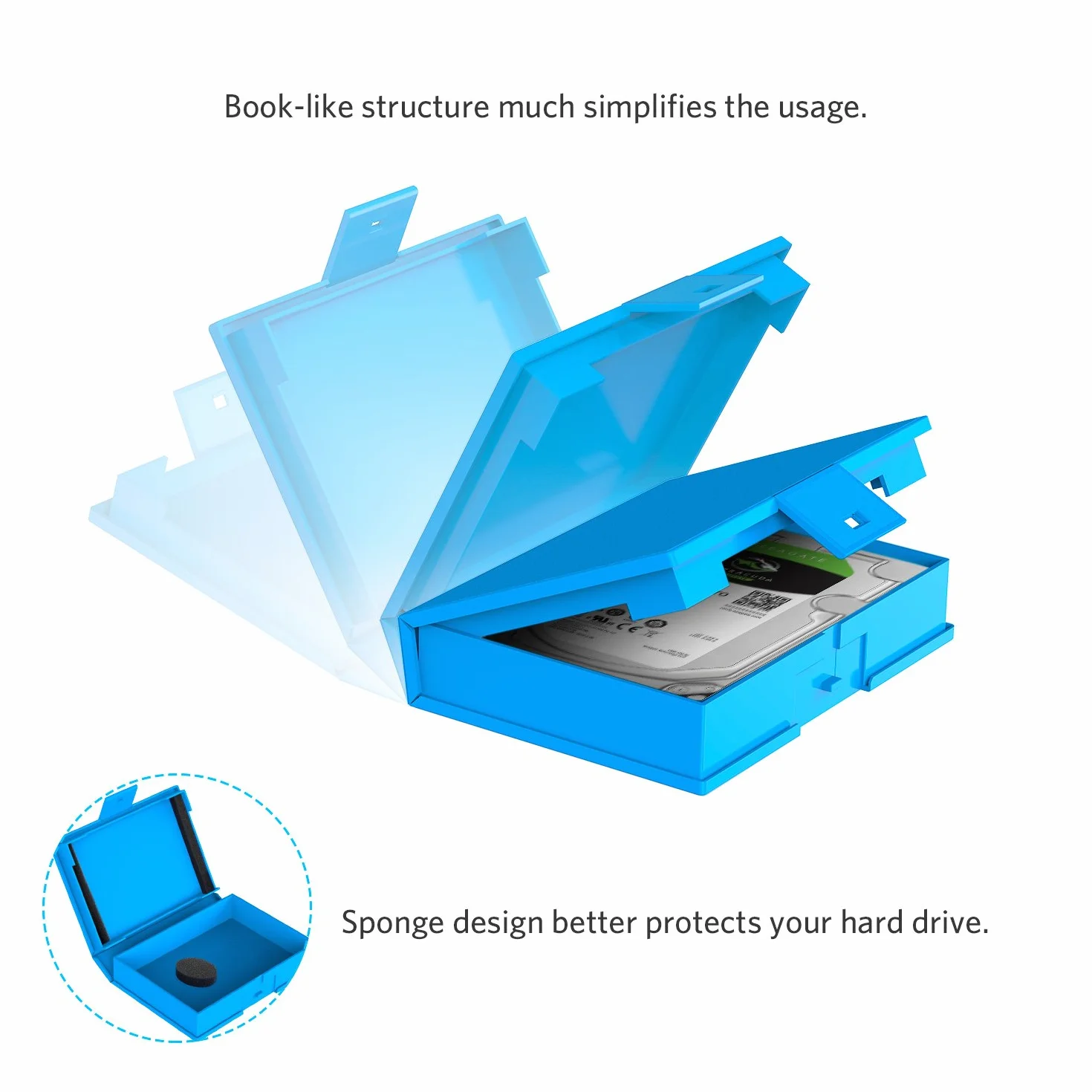 Inateck Étui pour Disque Dur de 3,5 Pouces, Boîtier de Protection Antichoc et Pare-poussière, Étui de Stockage pour HDD de 3,5", 6 Étuis Ensemble, Orange/Bleu/Gris *2 (HPFx6)