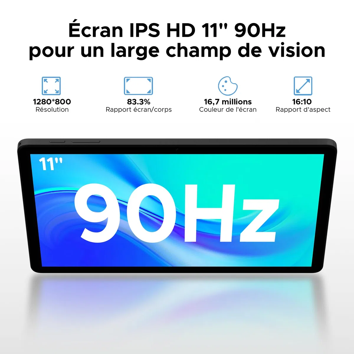 Tab A9 Pro+ Tablette Android 16, Tablette 11 Pouces avec Clavier, 30Go RAM+128Go ROM Ext.2To, Écran IPS 90Hz, 8580mAh, Octa-Core T7200, Gemini AI, 13MP+5MP, WiFi5, GPS, Face ID, OTG