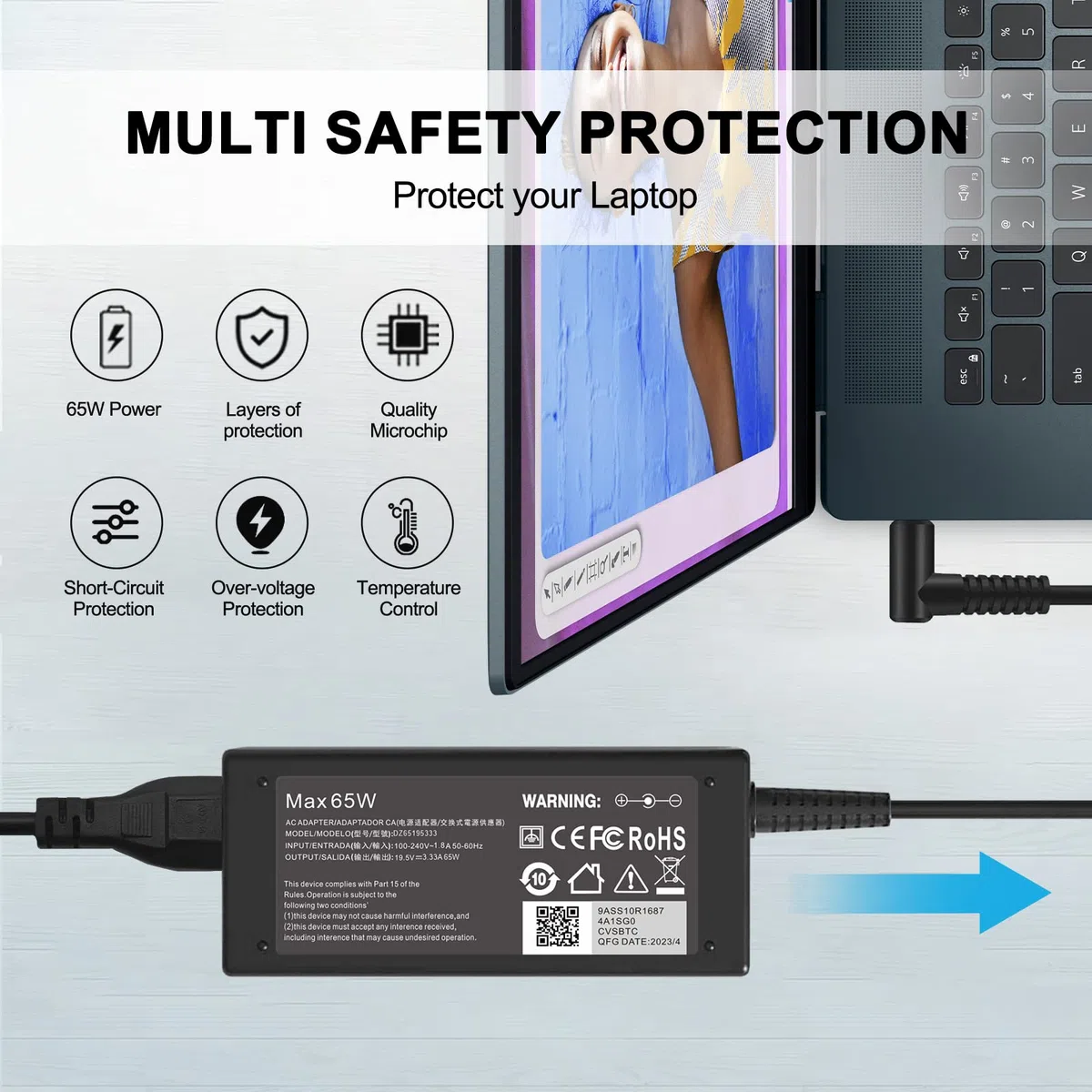 65W Chargeur HP Ordinateur Portable compatibles HP.Pavilion x360 11 13 14 15/ProBook 430 450 470 250 G3 G4 G5 G6 G7 G8/EliteBook 840 850/Notebook 15/Chromebook ZBook pour pc Adaptateur HP Chargeur