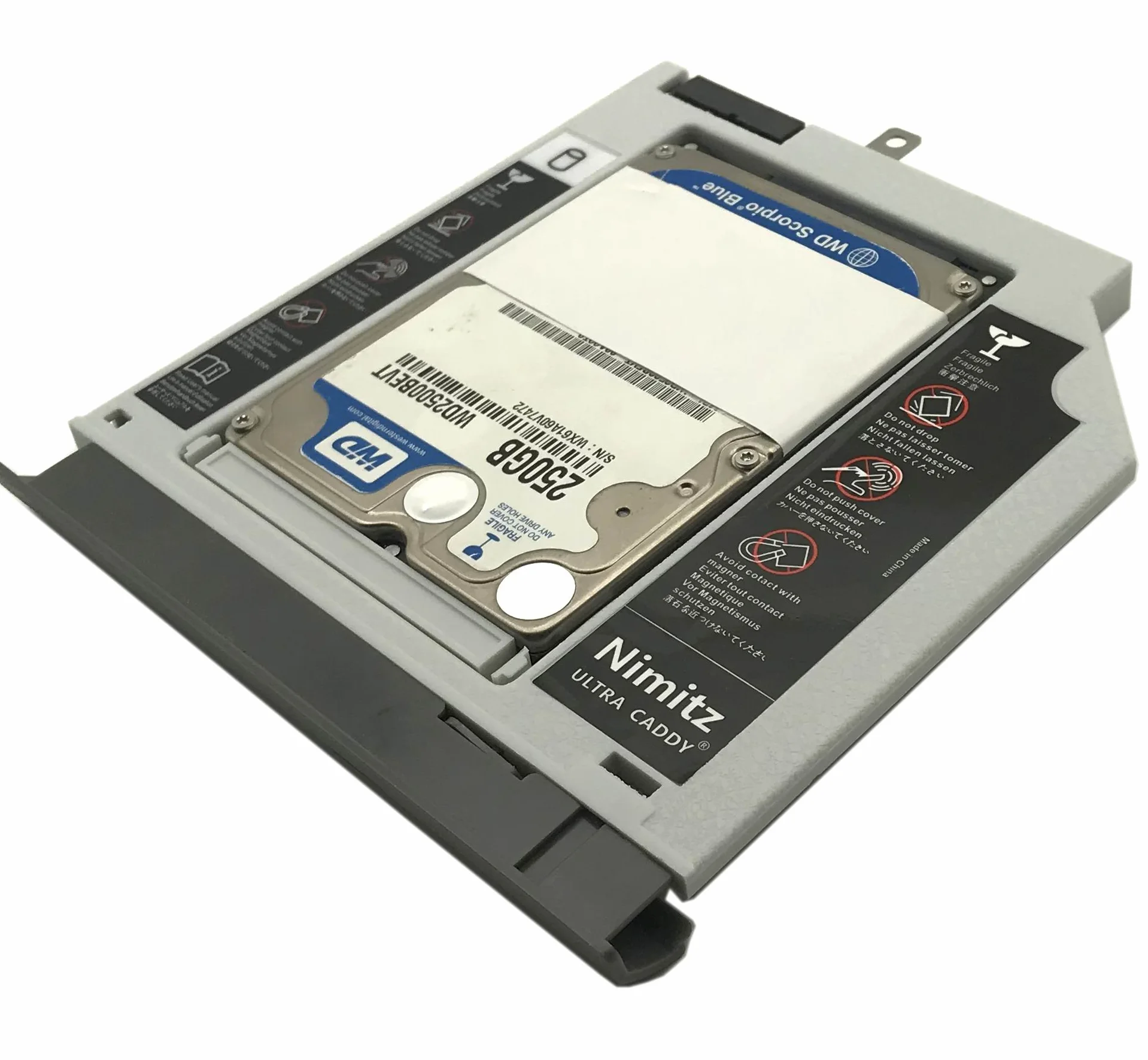 2nd HDD SSD Caddy pour Lenovo Ideapad 320 330 520 avec façade Gris