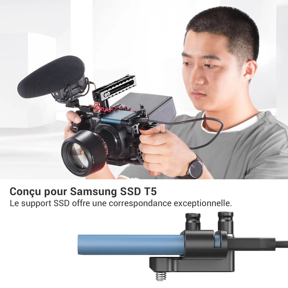 (Nouvelle Version) SMALLRIG Mount Bracket pour Samsung T5 SSD - 2245B