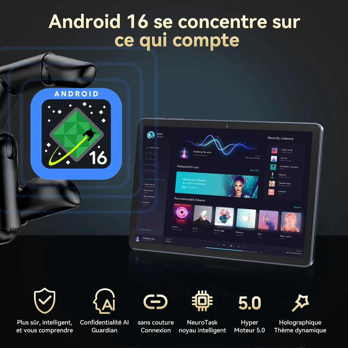 BESTTAB Android 16 Tablette avec Carte SIM 11" FHD, 24Go RAM+256Go ROM,