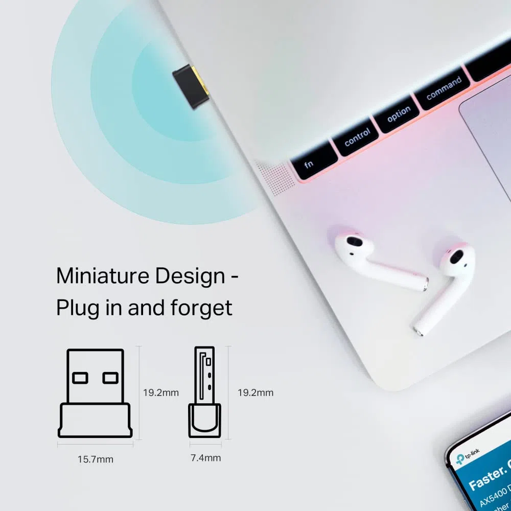 TP-Link Clé WiFi AC600 Mbps Archer T2UB Nano, Bluetooth 4.2, Adaptateur USB WiFi, dongle WiFi, 2,4 GHz 200 Mbps, 5 GHz 433 Mbps, WPA3, Windows 11/10/8.1/8/7