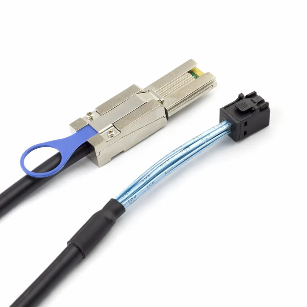 JMT Mini SAS HD SFF-8088 26P vers SAS HD 8088/SFF-8644/SFF-8643 Câble de recouvrement de service pour serveur (100 cm, SFF-8088 à SFF-8643)