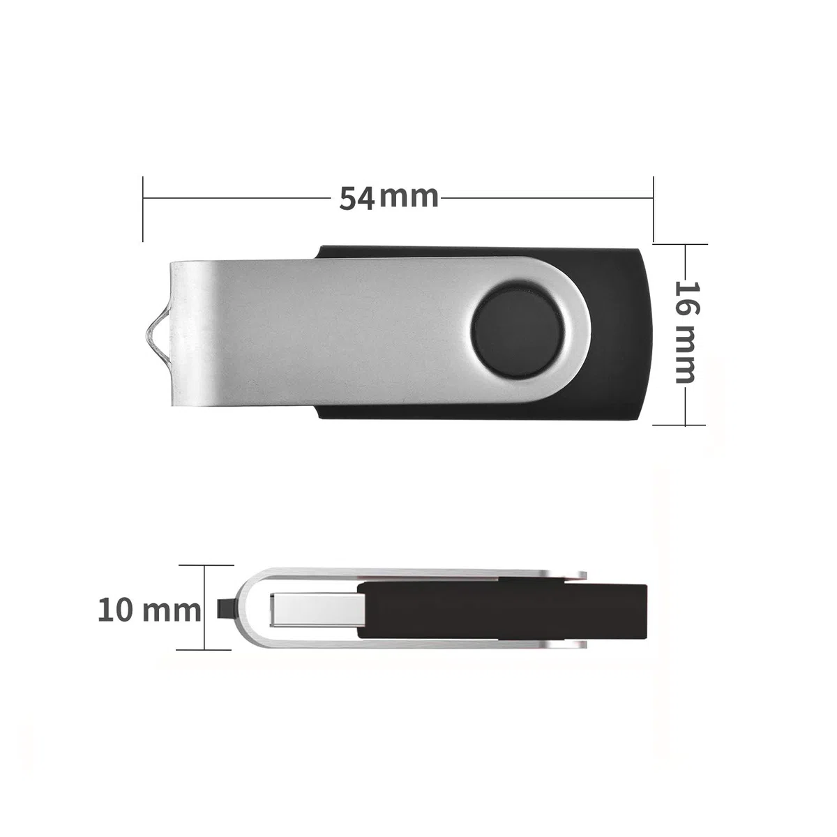 Clé USB 64Go Lot de 2 Cles USB 2.0 Mémoire Flash Drive Clef USB Pivotantes avec Cordes Bon Cadeau pour Enfant Parents et Amis (64G, Noir/Bleu)