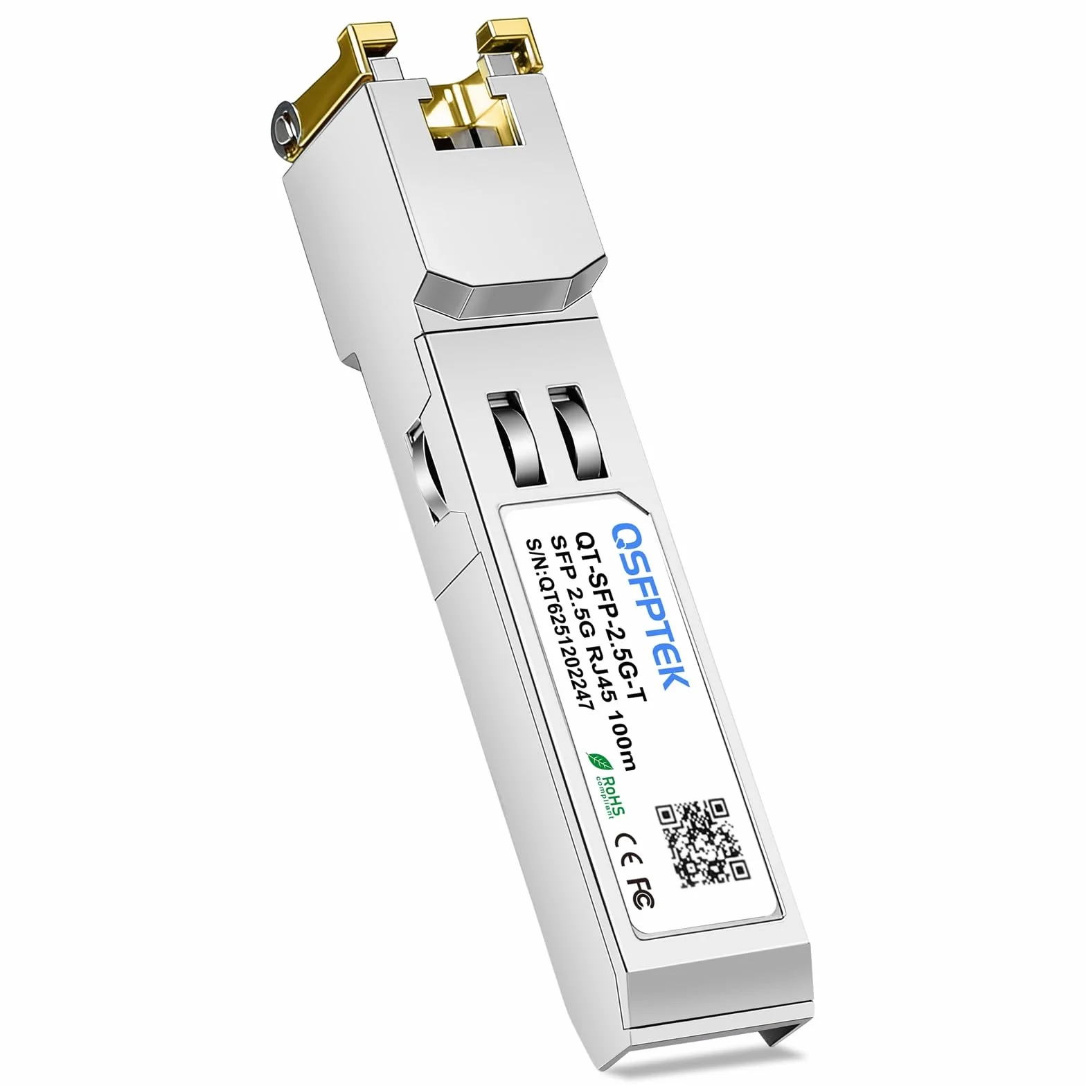 QSFPTEK 2.5GBASE-T SFP vers RJ45 Transceiver Compatible avec Cisco SFP-2.5G-T, Ubiquiti, MikroTik, TP-Link Switch/Routers, jusqu'à 100m (Doit être Connecté au Port 2.5G)