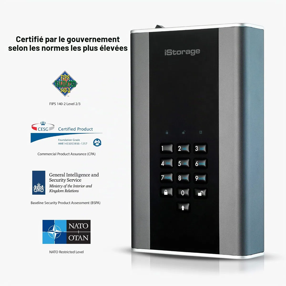 iStorage diskAshur DT2 1 To - Disque dur de bureau crypté sécurisé - FIPS Level-2 - Protégé par mot de passe - Résistant à la poussière et à l'eau