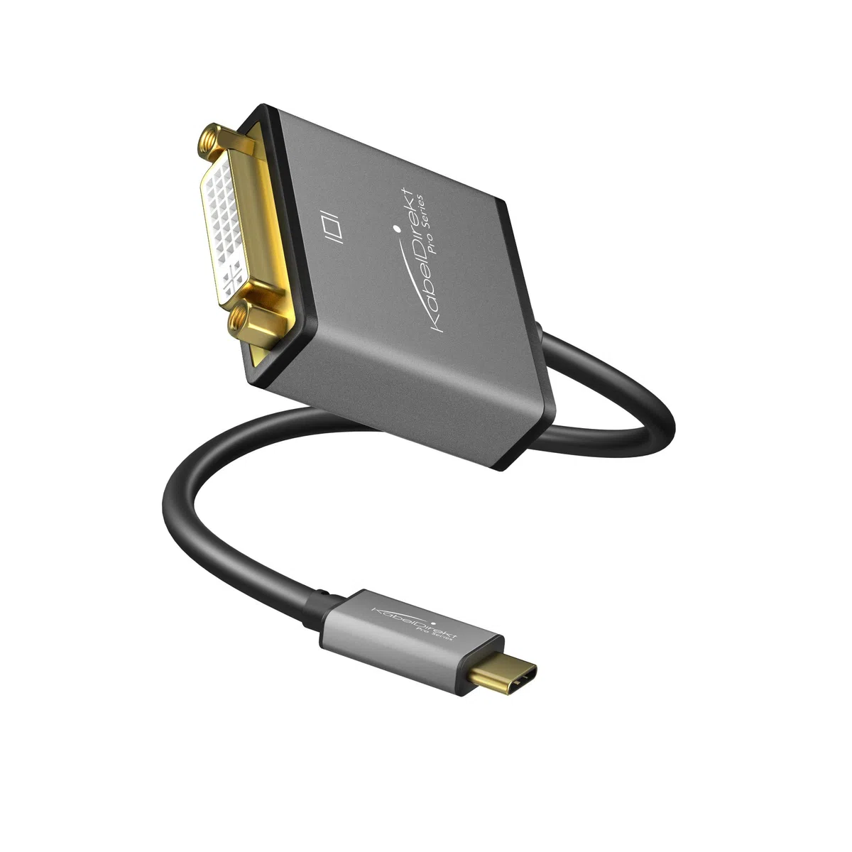 KabelDirekt – Adaptateur USB C sur DVI – 0,15m – (jusqu'à 4K/30Hz, USB C 3.1 und Thunderbolt 3, pour MacBook Pro 2016/2017, MacBook 12" et Autres appareils) –