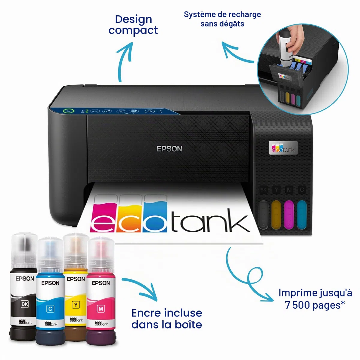 Epson EcoTank ET-2861 stampante multifunzione inkjet 3in1 A4, serbatoi ricaricabili alta capacità, 4 flaconi inclusi pari a 4500pag B/N 7500pag colore, Wi-FI Direct, USB (ECOTANK ET-2861)