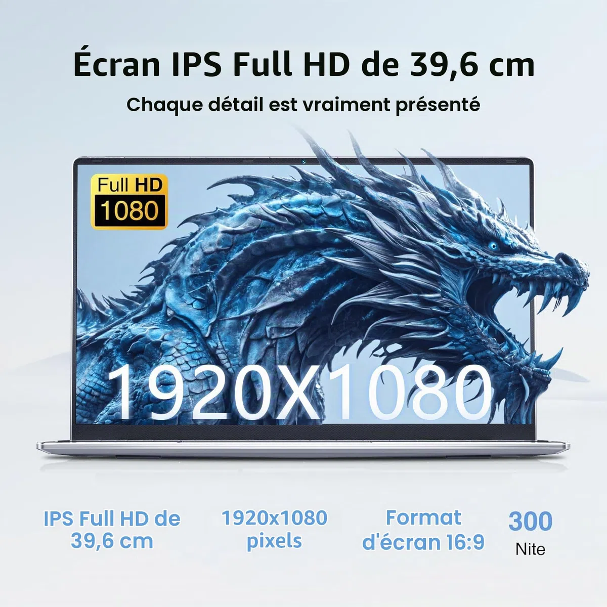 Ordinateur Portable 15,6 Pouces, Win 11 PC Portable 16Go RAM DDR4 512Go SSD, Celeron N95 CPU, Clavier Rétro-éclairé/Déverrouillage Empreinte, 1080P Écran Laptop, Mini-HDMI+USB3.0+BT4.2+Webcam