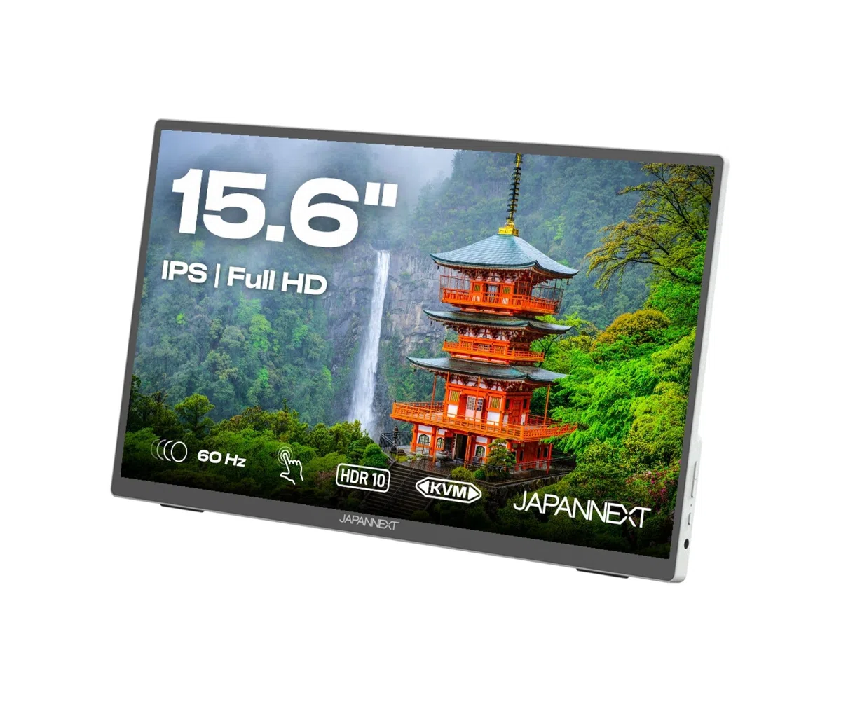 JAPANNEXT Ecran Portable Tactile 15.6" IPS Full HD (1920x1080) | HDR | Haut-parleurs intégrés HDMI(x1) USB-C(x2) Prise Jack(x1) | G-Sync/FreeSync | Garantie 2 Ans | JN-MD-i156FHDR-T