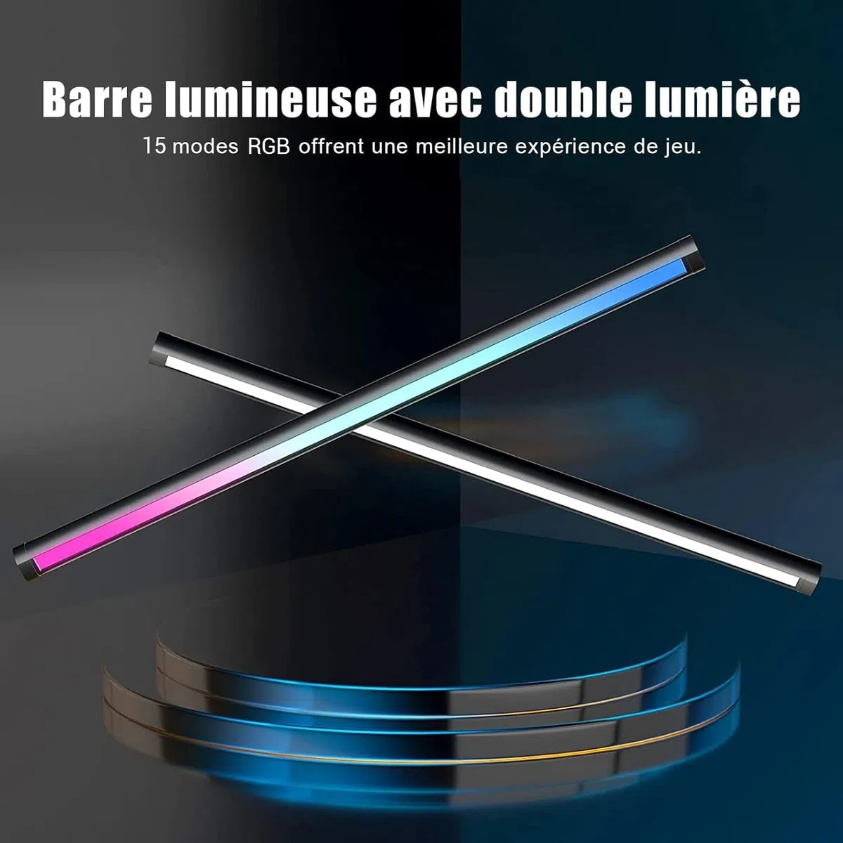 USB Lampe Écran PC, Lampe Bureau LED RGB, Light Bar,44CM Lumière Bureau 3 Modes d'éclairage, Double Barre Lumineuse sans Éblouissement d’écran, Contrôle Tactile pour Bureau