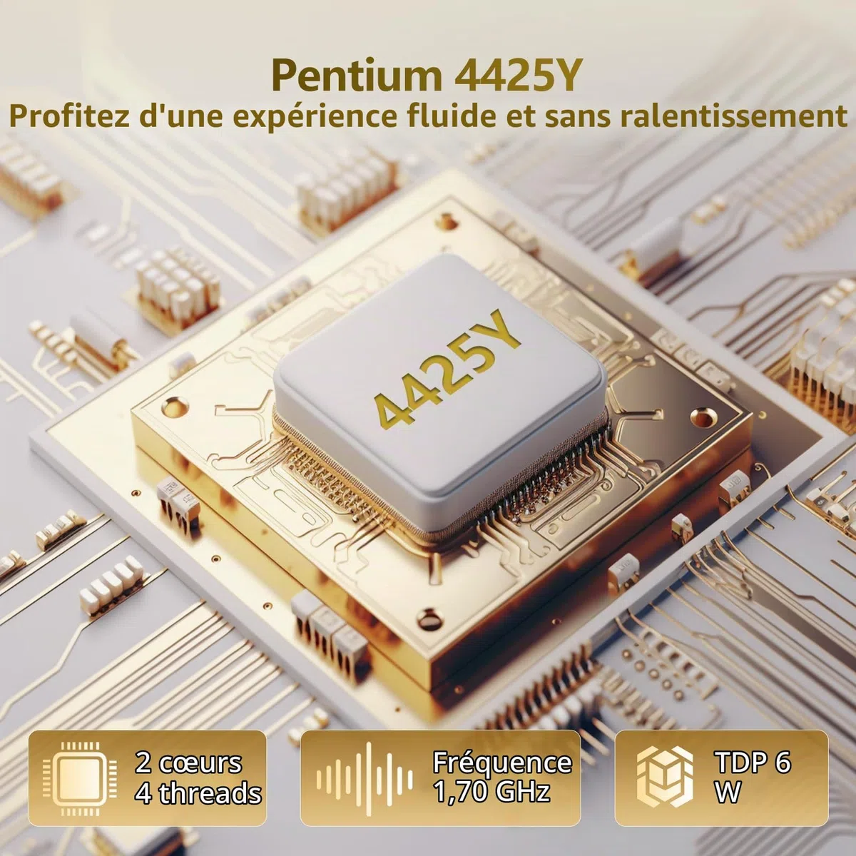 Ordinateur portable 15,6 pouces, Pentium 4425Y, 16Go RAM 256Go SSD