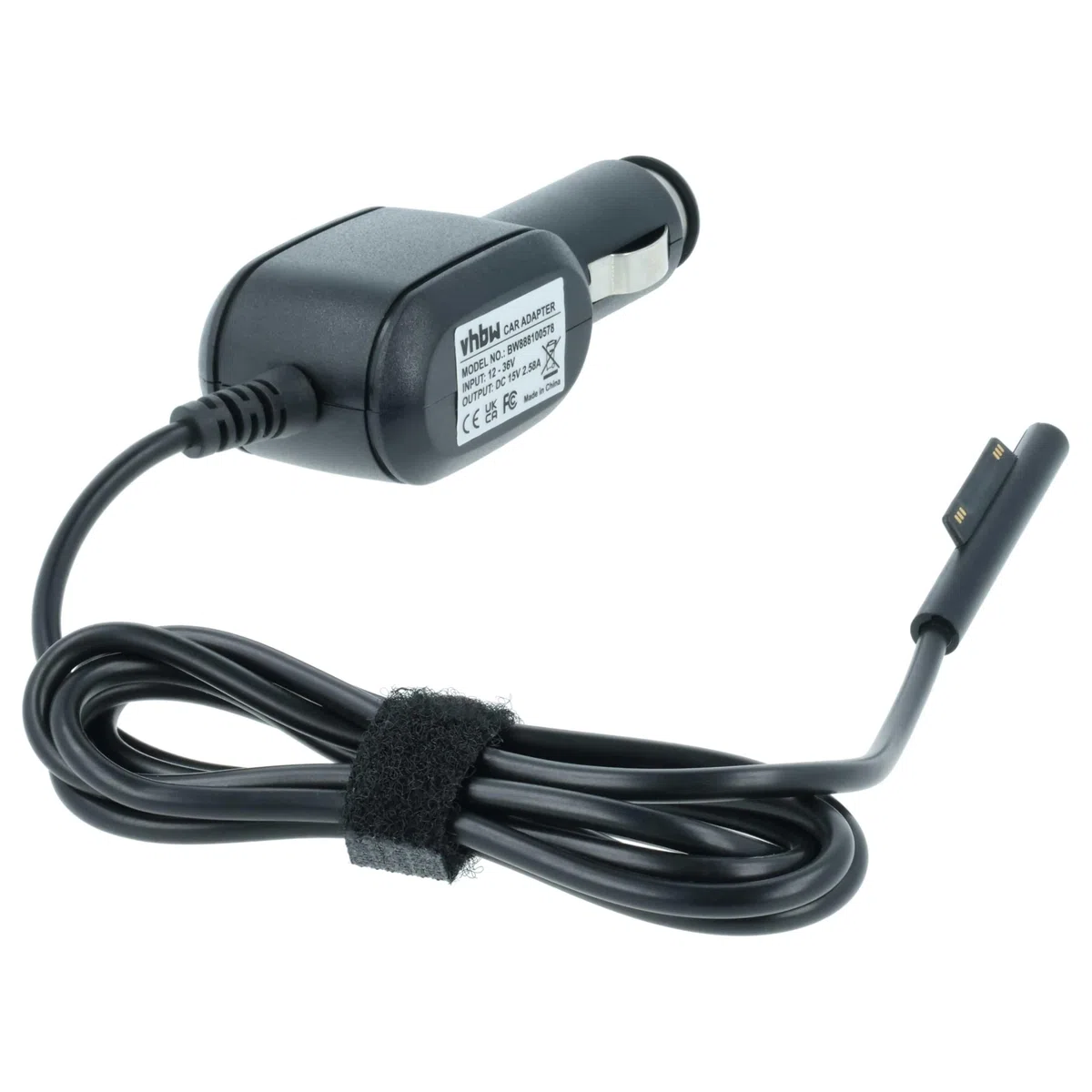 vhbw Chargeur Allume-Cigare Compatible avec Microsoft Surface Pro 4, Pro 6, Pro 7, Pro X Ordinateur Portable, Tablette - Chargeur 12V Noir 2.58 A
