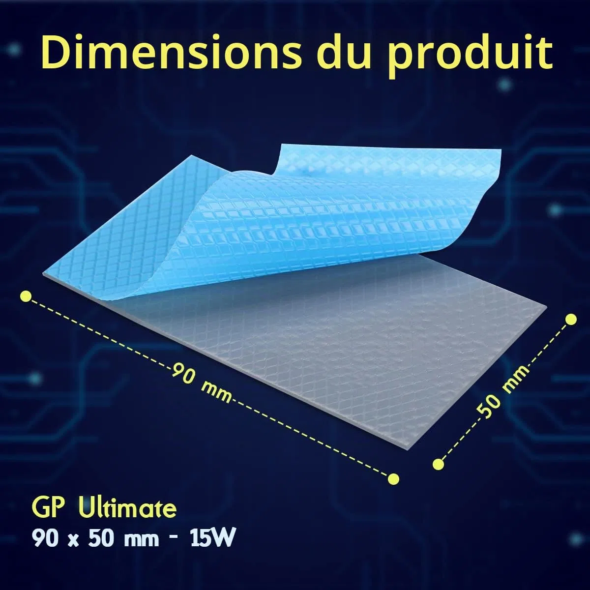 Gelid Solutions GP-Ultimate Coussin thermique 90 x 50 x 2,0 mm Excellente conduction thermique Remplissage idéal Installation facile Conductivité thermique 15 W